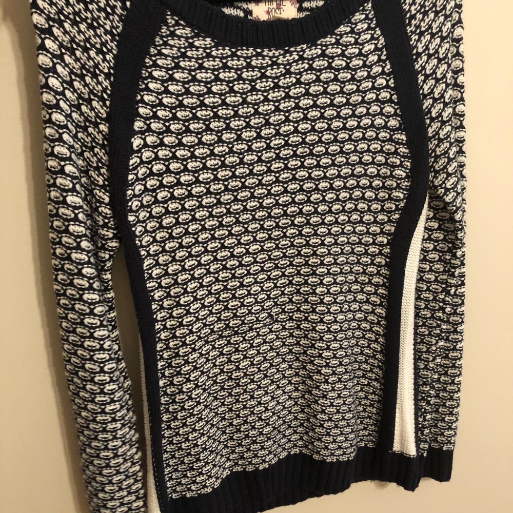 Blue and white sweater